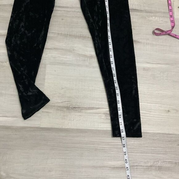 Luxurious Black Velvet Leggings Soft Stretchy Pants Elegant Loungewear - Picture 4 of 6